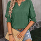 Mandy Heathered Notched Lantern Sleeve Blouse