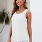 Double Layer Mesh Scoop Neck Wide Strap Tank