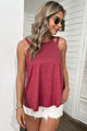Perfee Cutout Round Neck Sleeveless Top Red