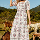 Floral Ruched Puff Sleeve Tiered Maxi Dress