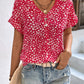 Printed V-Neck Short Sleeve Blouse