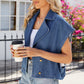 Buttoned Up Collared Neck Denim Top