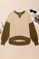 Contrast Round Neck Long Sleeve Sweatshirt Taupe