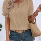 Ruffled Notched Short Sleeve T-Shirt