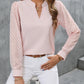 Notched Long Sleeve Blouse