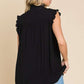 Culture Code Full Size Frill Edge Smocked Sleeveless Top