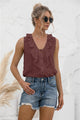 Swiss Dot Ruffled Wide Strap Tank Brown