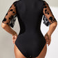 Surplice Lace Half Sleeve Bodysuit