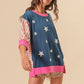 BiBi US Flag Theme Color Block Star Patch T-Shirt