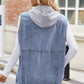 Drawstring Hooded Sleeveless Denim Jacket