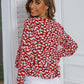 Honey Printed V-Neck Flounce Sleeve Blouse