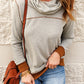 Contrast Cowl Neck Long Sleeve Top