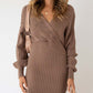 Surplice Neck Long Sleeve Sweater Dress