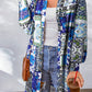 Printed Button Up Long Sleeve Cardigan