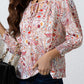 Printed Tie Neck Long Sleeve Blouse