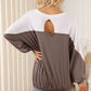 Contrast Round Neck Lantern Sleeve Sweatshirt