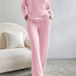 Ribbed V-Neck Top and Pants Lounge Set