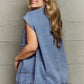 Collared Neck Sleeveless Denim Top with Pockets