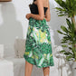 Botanical Print Strapless Tulip Hem Dress