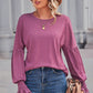 Round Neck Flounce Sleeve Blouse