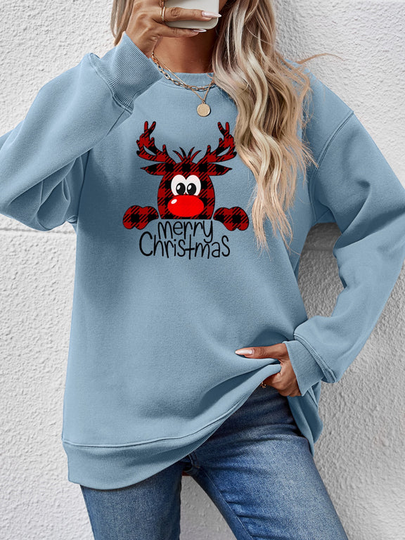 MERRY CHRISTMAS Graphic Sweatshirt Misty Blue