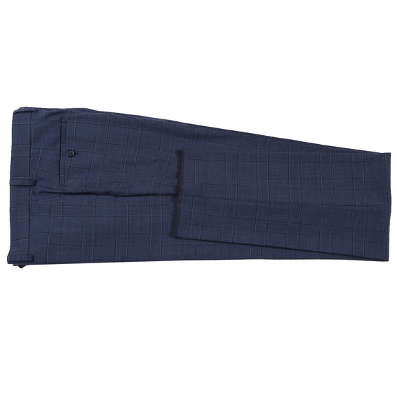 EL72-58-410 Prussian Blue Window Pane Check Wool Suit