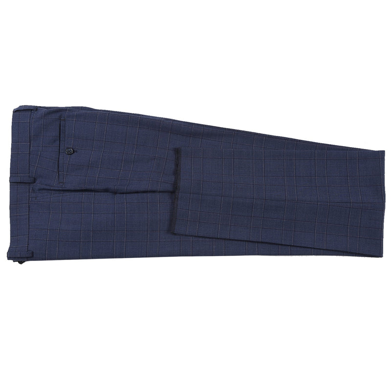EL72-58-410 Prussian Blue Window Pane Check Wool Suit
