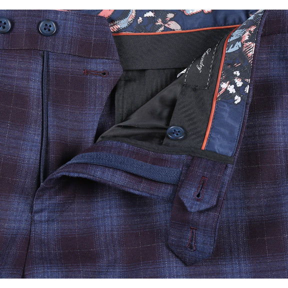 EL62-67-750 Blue with Black Check Wool Suit