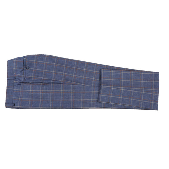 EL72-62-400 Light Steel Blue with Orange Check Wool Suit