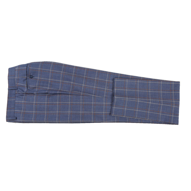 EL72-62-400 Light Steel Blue with Orange Check Wool Suit
