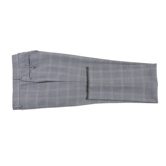 EL72-62-092 Light Gray Window Pane Check Wool Suit