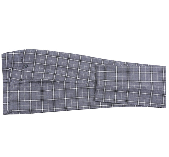293-14 Men's Classic Fit Single Breasted Grey & White Check Suits