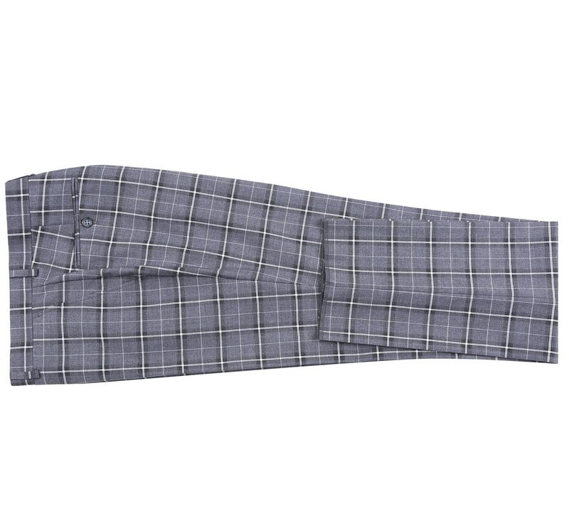 293-14 Men's Classic Fit Single Breasted Grey & White Check Suits
