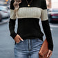 Color Block Round Neck Long Sleeve Top