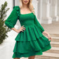 Smocked Square Neck Layered Dress