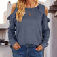 Round Neck Ruffled Cold-Shoulder Blouse