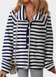 Pocketed Half Snap Sherpa Jacket Dark Blue