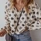 Frill Printed Tie Neck Long Sleeve Blouse