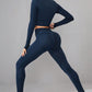 Mock Neck Long Sleeve Top and Pants Active Set