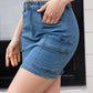 High Waist Pocketed Denim Skirt