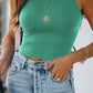 Ribbed Round Neck Cropped Tank