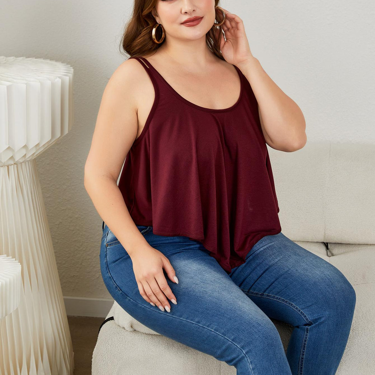 Plus Size Double-Strap Scoop Neck Cami