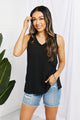 Blumin Apparel Chance of Sun Full Size Ribbed V-Neck Tank in Black Black