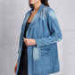 Lapel Collar Washed Denim Top