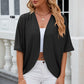 Eyelet Open Front Half Sleeve Cardigan