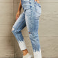 BAYEAS High Waisted Distressed Painted Cropped Skinny Jeans