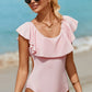 Ruffled Scoop Neck One-Piece Swimwear