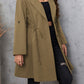 Honey Plus Size Lapel Collar Drawstring Roll-Tab Sleeve Trench Coat