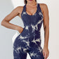 Printed Crisscross Wide Strap Active Romper