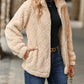 Fuzzy Pocketed Zip Up Jacket